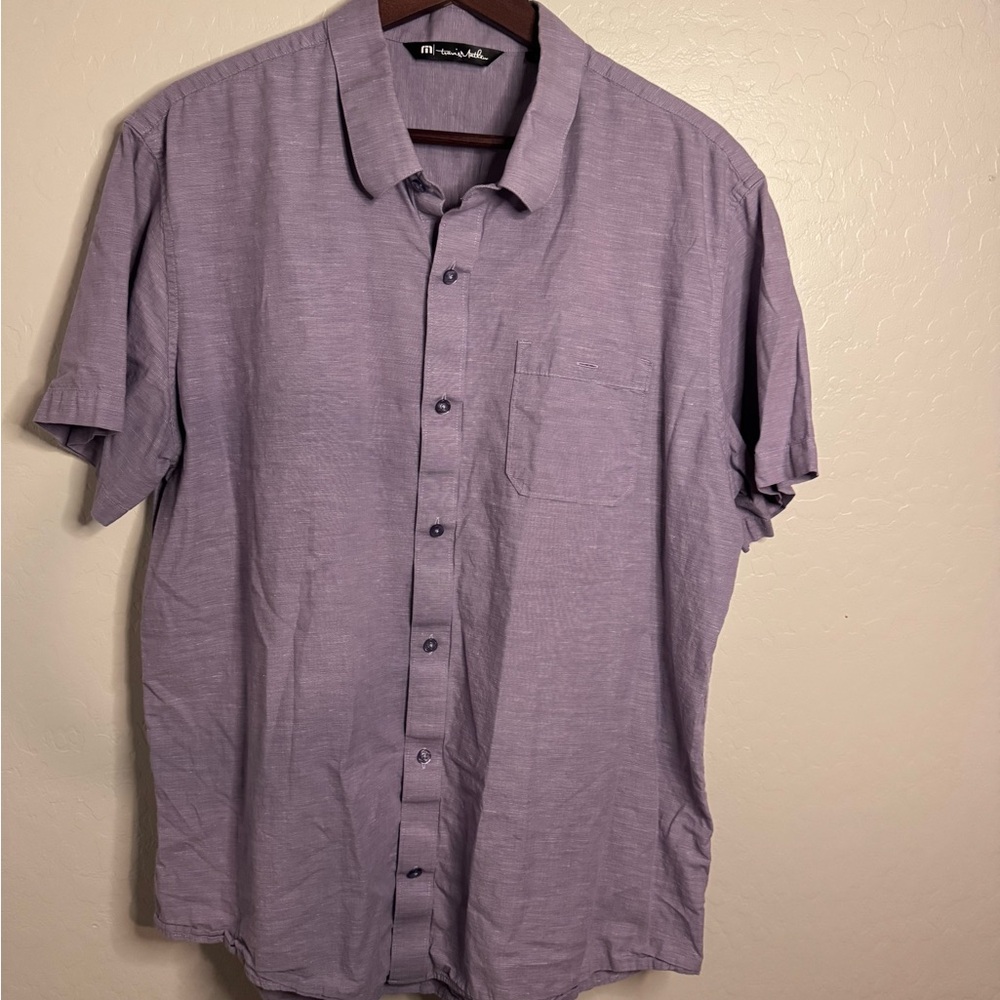 Travis Mathew Lavender Casual Button Down Shirt